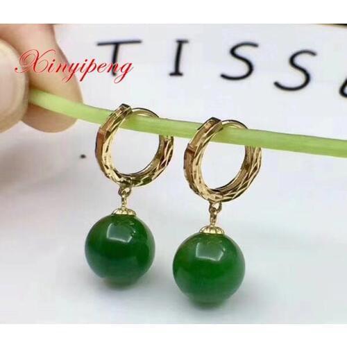 Xin yi peng 18 k yellow gold inlaid natural jasper earrings Women earrings