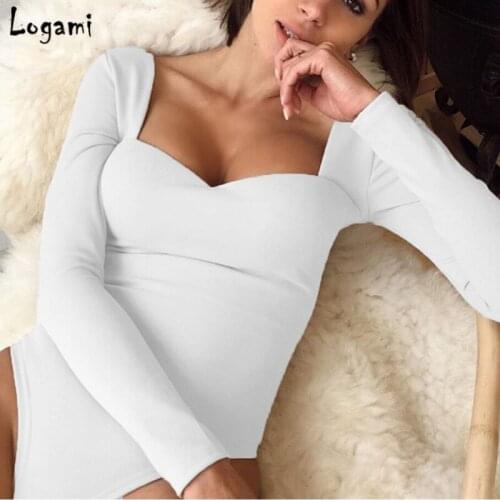 Long Sleeve V Neck Sexy Bodysuits for Women Skinny Rompers Playsuits Spring Summer Beach Bodysuits