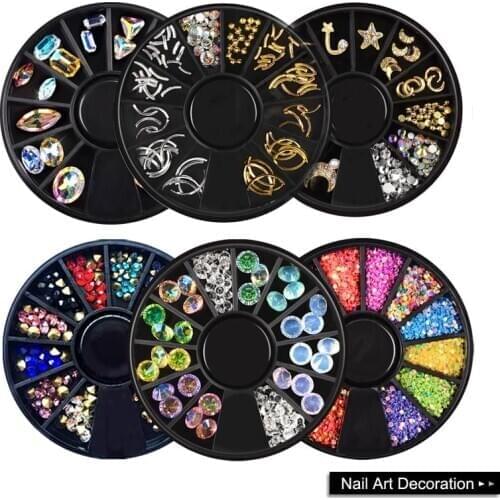 1 BOX Nail Art Decoration Mixed Color Crystal Nail Rhinestone Gems AB Pearl 3D nails Accessories Manicure Jewelry