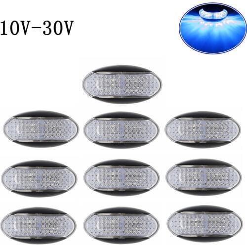 Fuleem 10PCS Blue 4 LED Side Marker Tail Light LED 12V 24V Clearance Lamp Waterproof for Truck Trailer