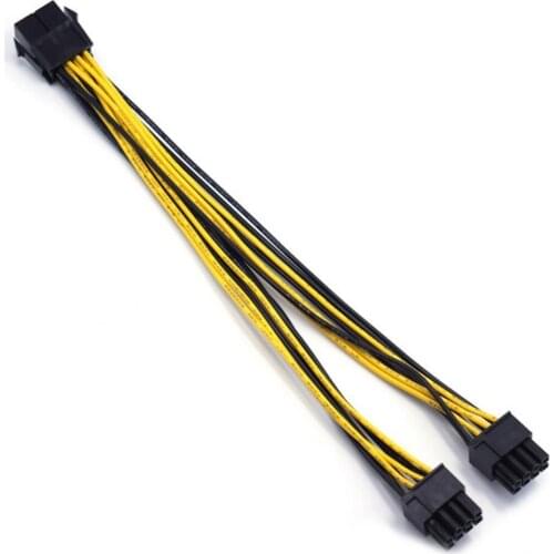 22cm 6+2Pin M to Graphics card PCI-e PCIE 8 (6+2) Pin F Video Card Power Supply Cable 8pin to Sata Y Splitter Adapter 18AWG
