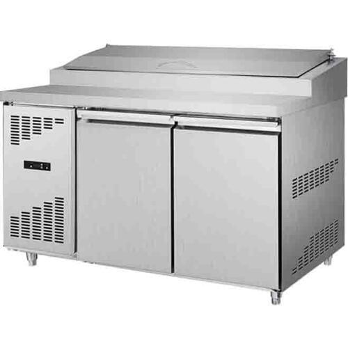 220 V Double door refrigerator pizza freezing table commercial pizza fresh keeping table salad table refrigerator freezer 260W