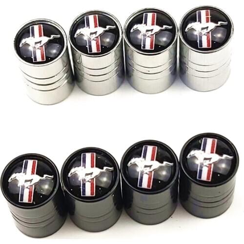 4pcs/sets car wheel valve cap 3D Horse Flag Car Auto Steering Wheel Cap Emblem Badge Stickers for Ford Mustang Car styling
