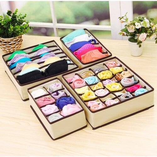 Underwear Organizer Multi-Size Foldable Underwear Closet Organizer Storage Box for Ties Socks Bra Storage Organizer Boxes