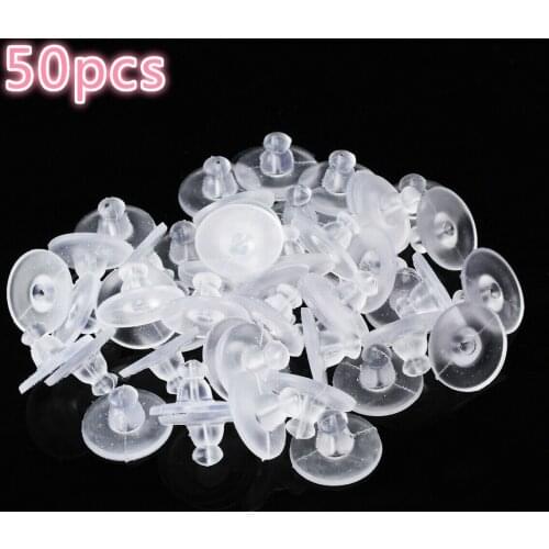 50pcs Silicone Transparent Rubber Earring Clasp Styles Ear Nut Earrings Jewelry Accessories Plugging Earring Back Earstud