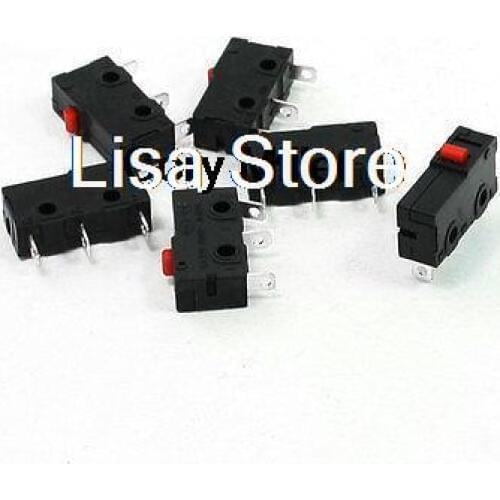 6pcs 2mm Dia. 125VAC 5A Red Push Button Actuator Momentary 3-Pin SPDT SPDT 1NO 1NC 1COM Mini Micro Switch