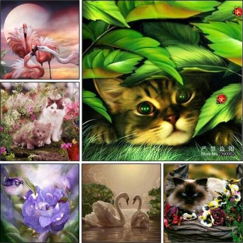 5D DIY Diamond Painting Animal Cross Stitch Cat Swan Bird Scarab Diamond Mosaic Needlework Diamond Embroidery Home Decorative