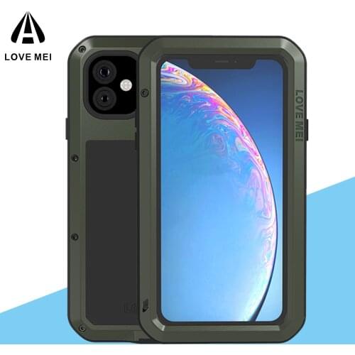 Love Mei Aluminum Dustproof Shockproof Phone Case For Iphone 12 11 Pro Max Heavy Duty 360 Full Protection Doom Armor Cover Glass
