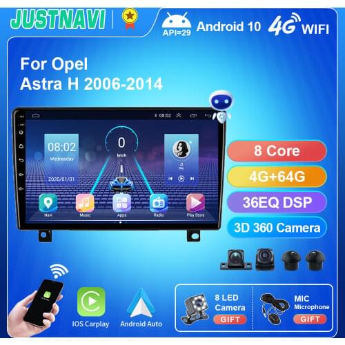 JUSTNAVI Car Radio For Opel Astra H 2006-2014 Android 9.0 Multimedia Player Autoradio Carplay Navigation GPS Auto Stereo DSP 9