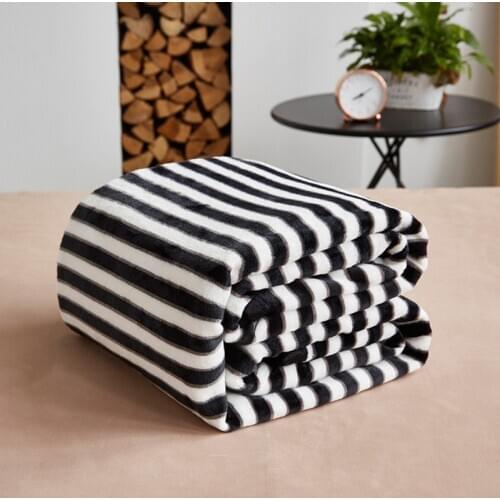 Black White Striped Blanket 150x200cm, 180x200cm, 200x230cm Thick Spring Autumn Blanket for Single Double Bed XF765-1