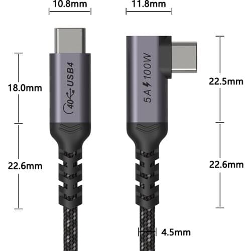 USB 4 Thunderbolt 3 Cable 100W 5A/20V 3.1 Fast PD Cable E-mark 40Gbps 5K/60Hz for Macbook Pro USB Type C Charger Data Cable