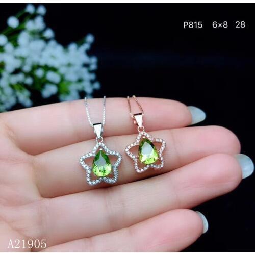 KJJEAXCMY boutique jewelry 925 sterling silver inlaid with natural peridot womens pendant necklace support test