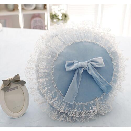 Round Shape Pillow for Wedding Party Decoration Pleat Ruffled Lace Sweet Princess Bed Cotton 3D Cushion Throw Pillow