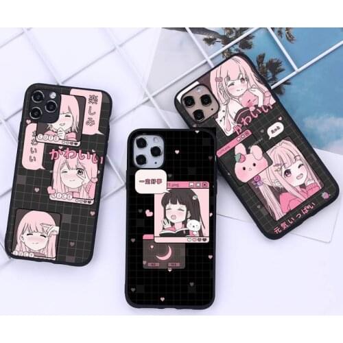 Cute Kawaii Japanese Girl Phone Case for iphone 12 11 Pro Mini XS MAX 8 7 6 6S Plus X 5S SE 2020 XR cover