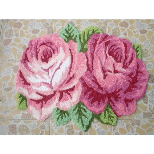 60*70CM Fashion Living Room Mat Handmade Tea Table Carpet Pink Rose Doormat