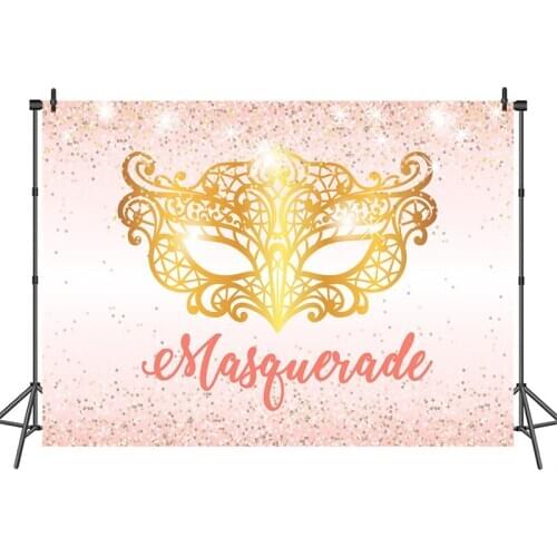 Neoback Mask Party Photography Background for Photo Shoots Bokeh Pink Banner Decoration Backdrops for Photo Studio