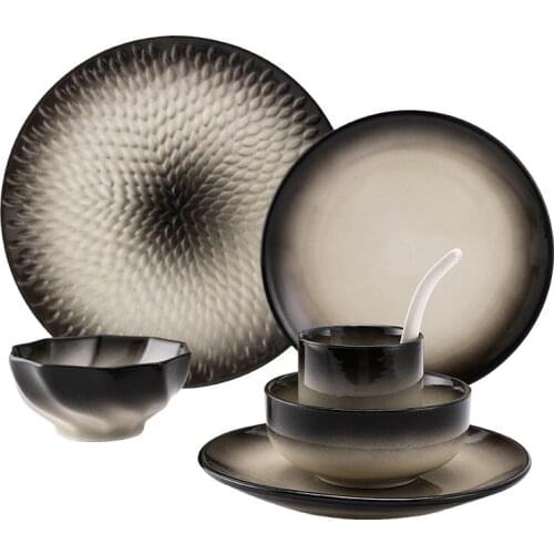 LingAo Chinese ceramic cup, bowl, dish, plate and spoon tableware set