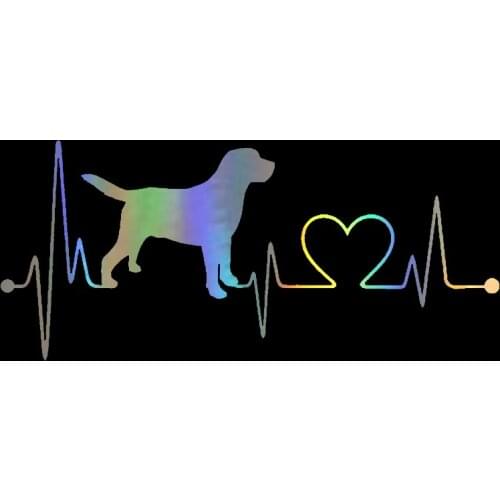 17.8*7.8CM Labrador Retriever Heartbeat Love Decal Sticker Creative Fashion Car Sticker Vinyl Car Accessories Black/Silver/Laser