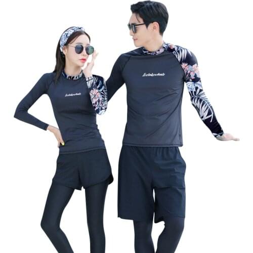 2021 Newest Couple Swimsuit Matching Set Summer Rashguards Padded Women Swimwear Sports Suit Men Long Sleeves Rashguards
