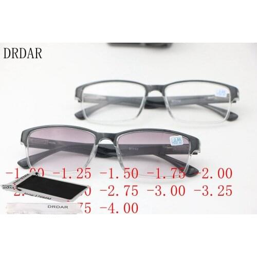 2021 NEW Black Square Mens and Womens HD Myopia Glasses Finished Gradient Colored Lenses Optical Sunglasses Spring Eyeglasses