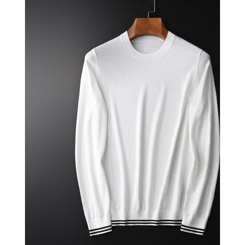 New White Men Sweater Luxury Spring Autumn Knit Round Collar Mens Sweater Fashion Casual Slim Fit Man Sweater Plus Size 4XL