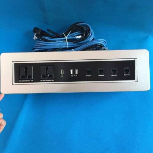 New Conference Tabletop Hidden Manual Rotating Power Sockets with Universal Power ,4*data ,VGA,data USB,HDMI,Audio