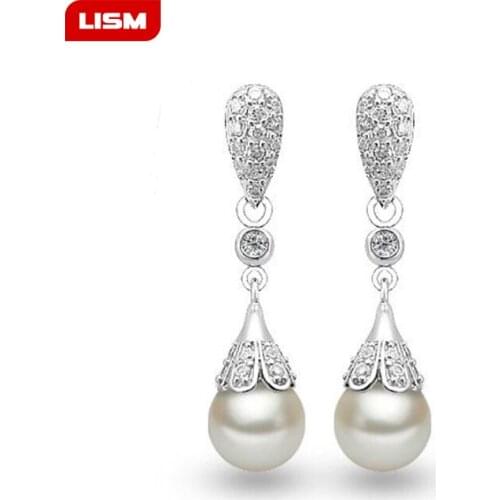 New Crystal Earrings High Quality Wild Rhinestones Imitation Pearl Earrings For Women Earrings Party Wedding Gifts