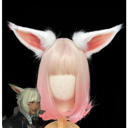 Final Fantasy VIX Yshtola Cosplay Fox Ears Hair Hoop White Headwear For KC Cosplay Party Game Costume Accessories Custom Made