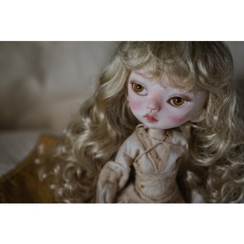 BJD doll wig suitable for 1/3 1/4 1/6 Blythes size imitation mohair wig with fringe European wind wave doll accessories