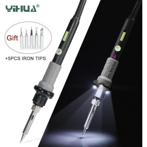YIHUA 947V Soldering iron 60W LED lamp Soldering station Temperature Adjustable Gift Soldering Iron tips 5pcs Electric irons