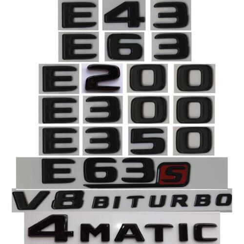 Flat Gloss Glossy Black Trunk Letters Emblem Emblems Badge for Mercedes Benz E43 E63 E63s 4MATIC AMG E350 E400 V8 BITURBO 17-19