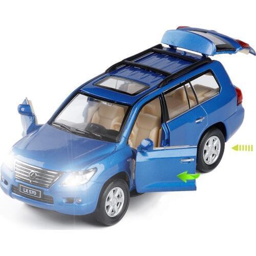 Boutique gift 1:32 LX570 luxury SUV alloy model,simulation die-cast metal 3 door sound and light pull back model,free shipping