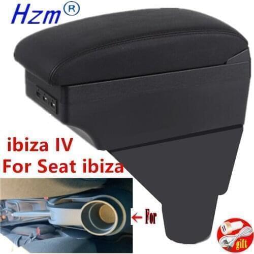 For Seat Ibiza Center console Arm Rest Armrest Box For Ibiza 6j Ibiza 6L central Store content Storage box with USB LED
