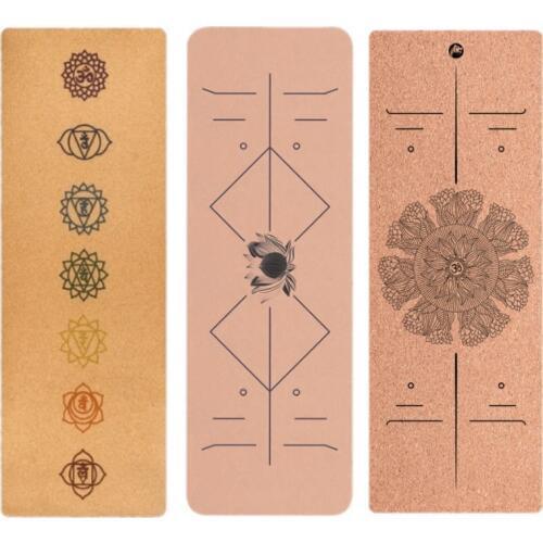 Different designs 183cm*68cm cork yoga mat comfortable non-slip portable outdoor exercise mat 5mm thick TPE widens yoga mat