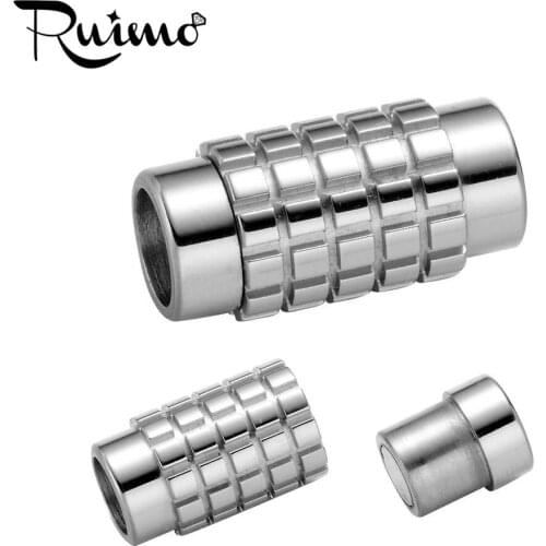 RUIMO 316l Stainless Steel 6mm Hole Size Cylinder Magnet Buckle Hook For Leather Bracelet Magnetic Clasps Jewelry Findings