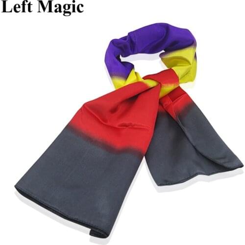 High Quality Silk Change Color Scarf Magic Tricks Black To Rainbow Silk Streame Magic Funny Stage Close Up Props Illusions