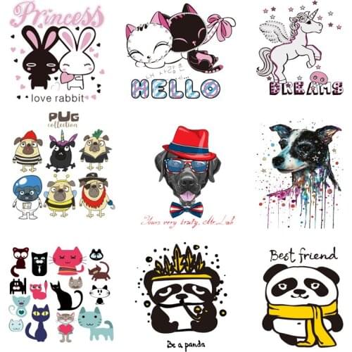 Iron-on Transfers for Clothing Patches Stickers Diy Patch Cartoon Cat Appliques Flex Fusible Transfer Vinyl Adhesive Stripe C