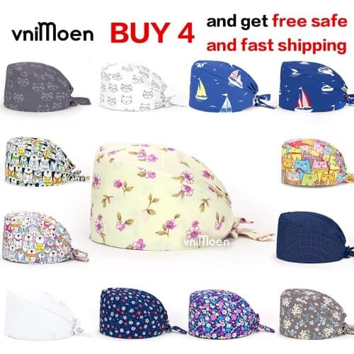 Comfortable Print Soft Sweat Absorbing Adjustable medici Cap for enfermera caps Accessories womens Dentiste chirurgie caps