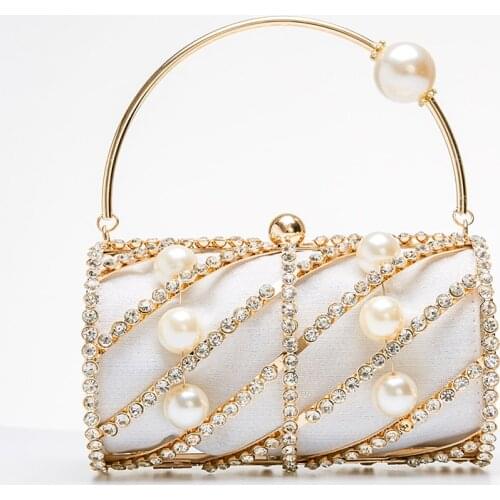 Metal Cage Handbag Round Rhinestone Purse Wedding Hollow Out Diamonds Evening Clutch Bag Women 2021 New Chic Small Barrel Shaped