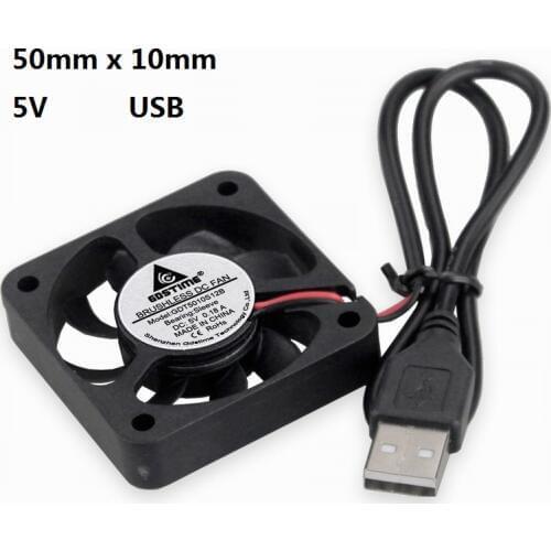 100 pcs Gdstime 5V USB Connector 50mm x 10mm 5010S Brushless DC Computer Case Heatsink Cooling Fan 50