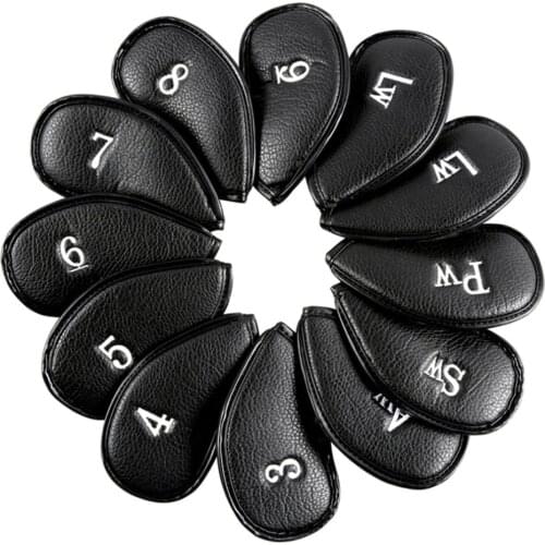 12PCS Lit Stria PU Leather Head Cover for Golf Iron Club Putter Headcover Set 3-SW Universal Iron Club Headcovers