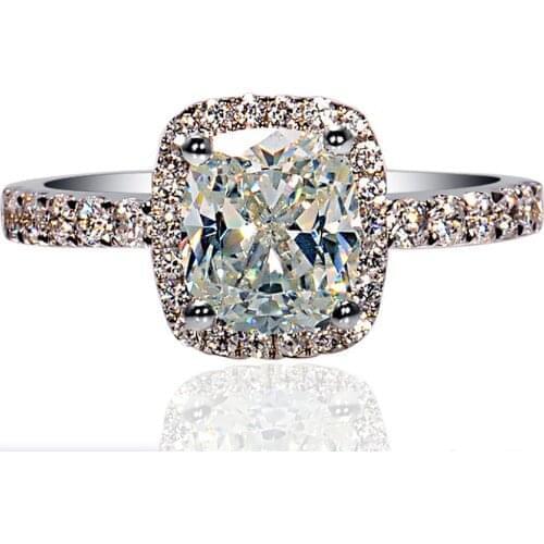 14K Au585 White Gold Women Ring Moissanite Diamonds 1 2 3 4 5 Carat Cushion Elegant Wedding Party Engagement Anniversary Ring