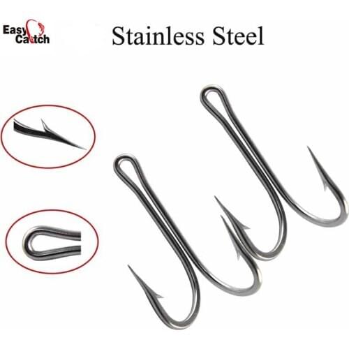 15pcs/lot 7982 Double Fishing Hooks Stainless Steel Fishhooks Big Sharp Double Bait Fishing Tackle Size 6/0 7/0 8/0 10/0