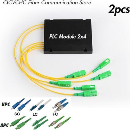 2 pcs PLC Splitter Modules- 2x4- SC, FC or LC Connector-0.5m pigtail-2.0mm loose tube