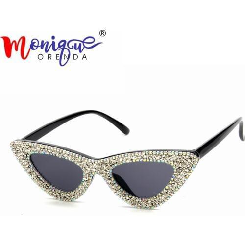 2018 Cat Eye Sunglasses Women Vintage Brand Small luxury Rhinestone Sunglasses Fashion shades for women Oculos de sol