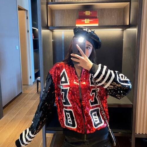 2021 Fashion Jacket Coat 2021 Fashion Short Real Shot For Women Sequins Cool Free Shipping 2 Colors