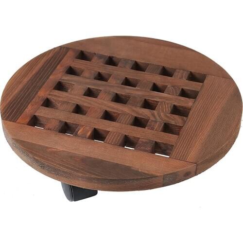 25cm Wood Flower Pot Removable Tray Plant Holder Stand Base with Wheels Planter Flowers Pot Mover Trolley Plate