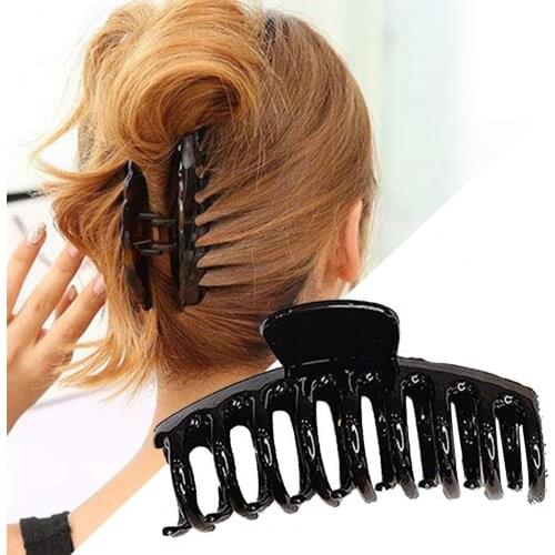 3Pcs/Set Large Size Hair Claws Clip Tortoise Pattern Anti-Slip Korean Style Solid Hair Claws Elegant Acrylic Clips for Female