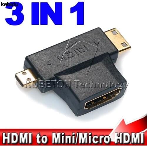 3Pcs New 3 in 1 1080P 1.4V Gold plated Micro HDMI-compatible Male to Female Adapter COMBO Cable Adapter for HDTV DVD