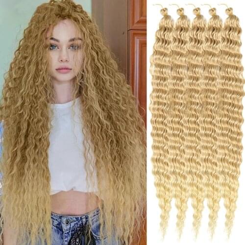 34 Inch Deep Wave afro curls Crochet Hair Natural Synthetic Braid Hair Ombre Braiding Hair Extensions Low Tempreture Hair